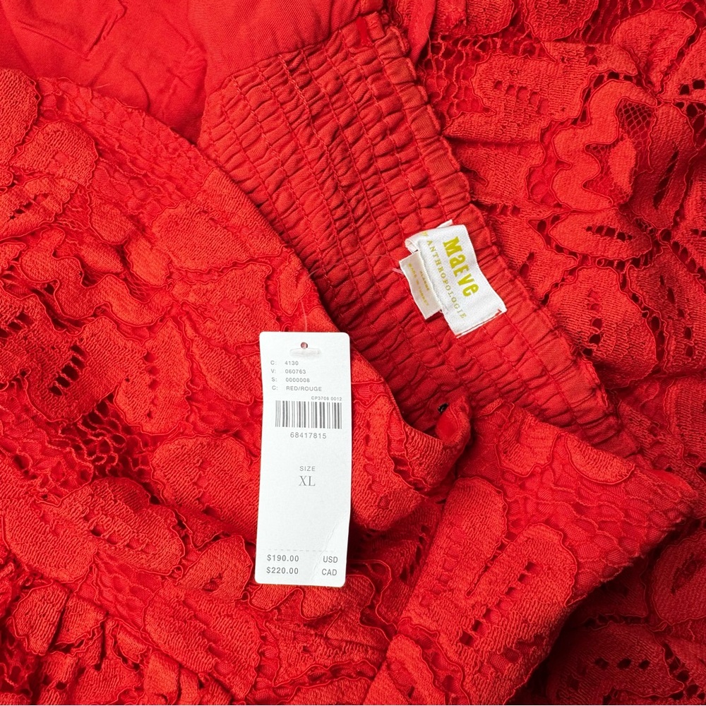❤️ Anthropologie ❤️ Maeve Strapless Lace Mini Dress Red Strapless XL new - Picture 5 of 8